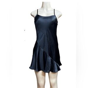 Collusion. Black Satin Slip Dress